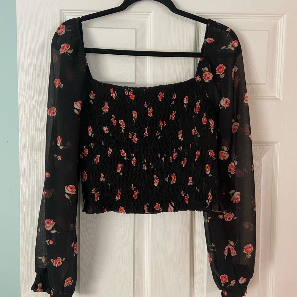 Black floral off the shoulder top